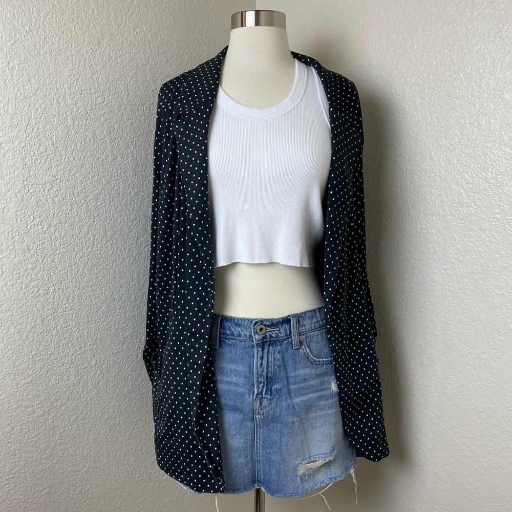VINTAGE Lightweight Oversized Black & White Polka Dot Blazer